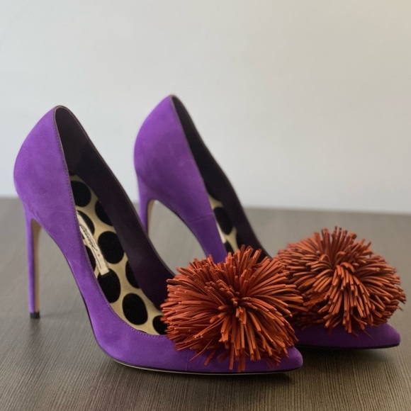 Brian Atwood Alis Pom Pom Pump, Size US 7.5 - Picture 3 of 6